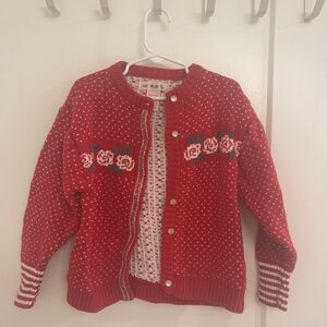 Vintage Gymboree Girls Rose Red Floral Kids 5T Cardigan Sweater